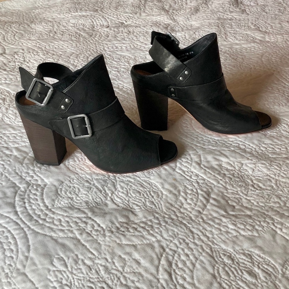 Trask Black Leather Booties Size 7